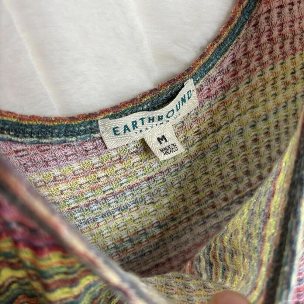 Earthbound Trading Co Colorful Split Front Camisole Slit Sides Y2K 90s Medium - Picture 5 of 11